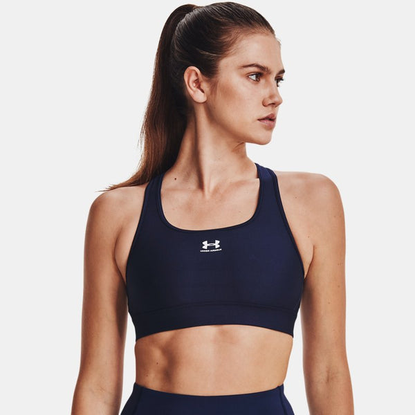 Under Armour HeatGear® Mid Padless Sports Bra Midnight Navy White