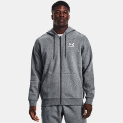 Under Armour Icon Fleece Full-Zip Hoodie Pitch Gray Medium Heather White