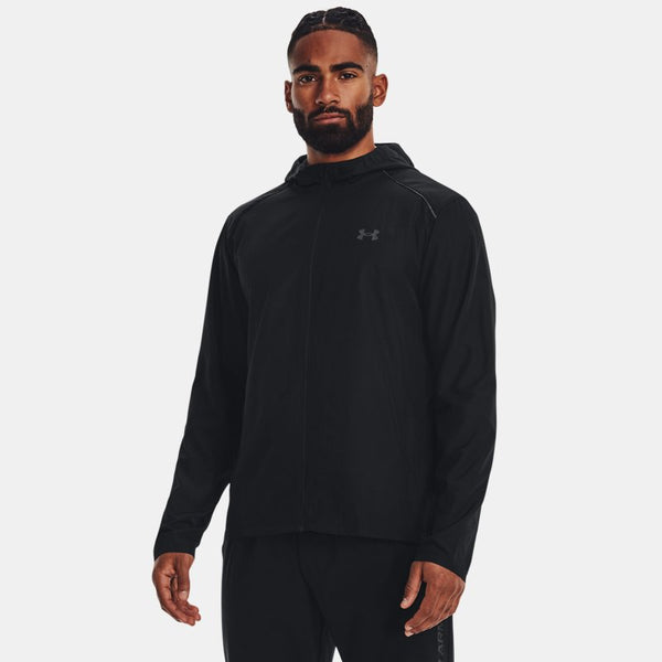 Under Armour Launch Hooded Jacket Black Jet Gray Reflective