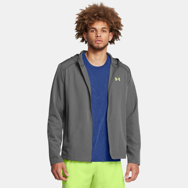 Under Armour Launch Hooded Jacket Castlerock Morph Green Reflective