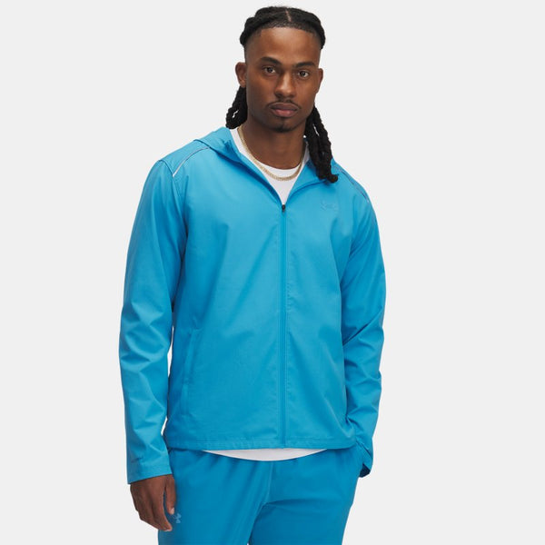 Under Armour Launch Hooded Jacket Ether Blue Downpour Gray Reflective