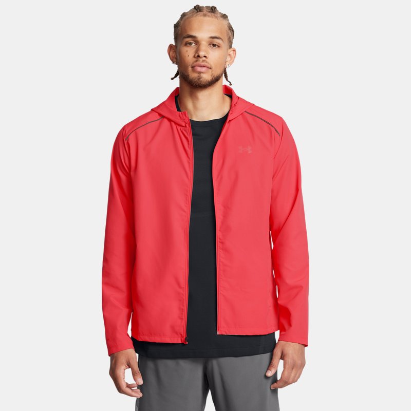 Under Armour Launch Hooded Jacket Racer Red Black Reflective