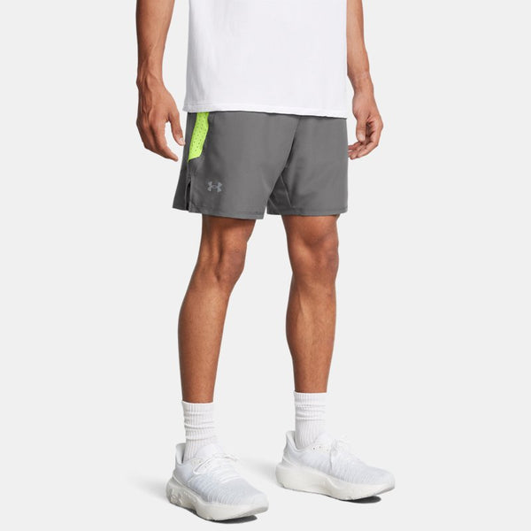 Under Armour Launch Elite -in- '' Shorts Castlerock Morph Green Reflective