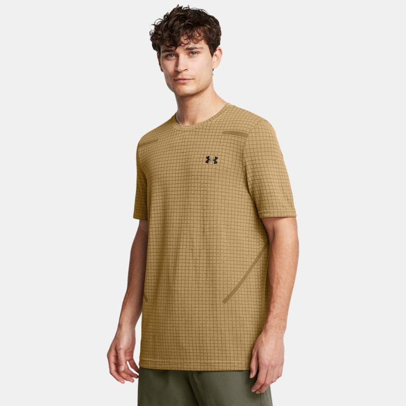 Under Armour Seamless Grid Short Sleeve Camel Black