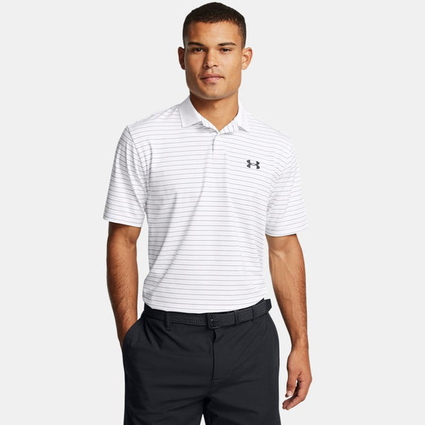 Under Armour Matchplay Stripe Polo White Retro Green Black