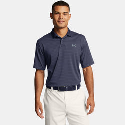 Under Armour Matchplay Stripe Polo Midnight Navy Flare Orange Pitch Gray