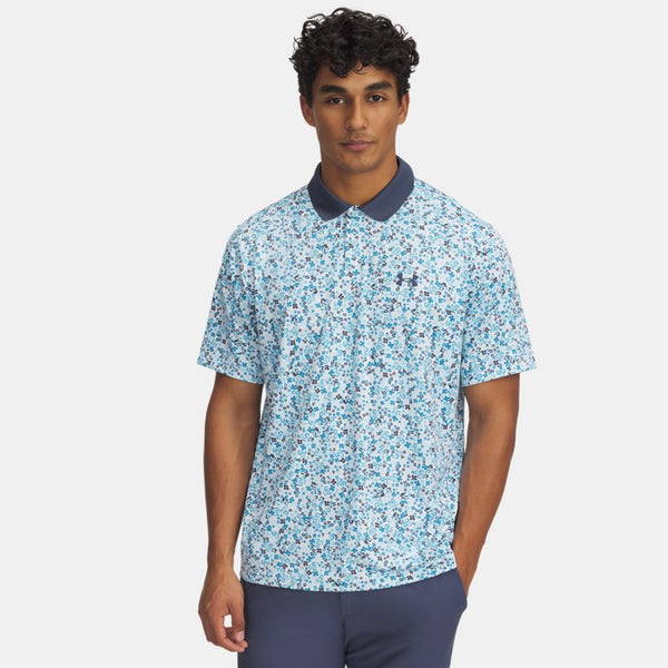 Under Armour Matchplay Printed Polo White Downpour Gray