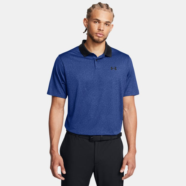 Under Armour Matchplay Printed Polo Tech Blue Black Black