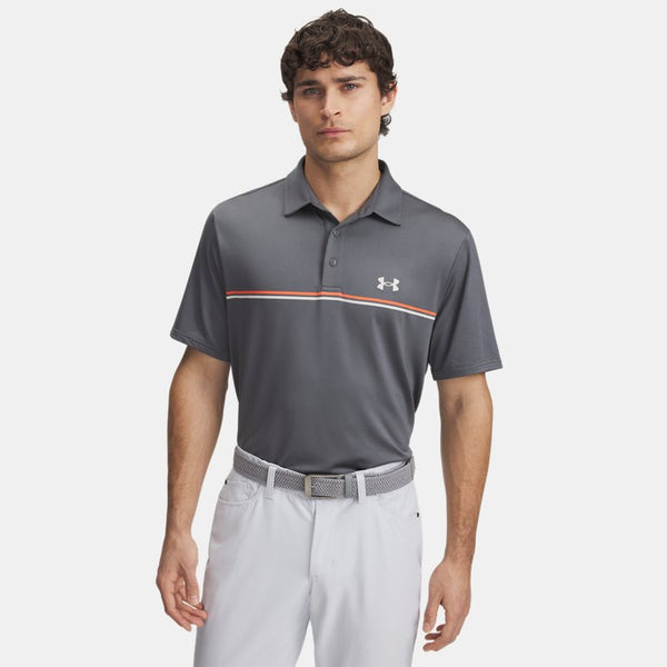 Under Armour Playoff 3.0 Stripe Polo Castlerock Fire Summit White