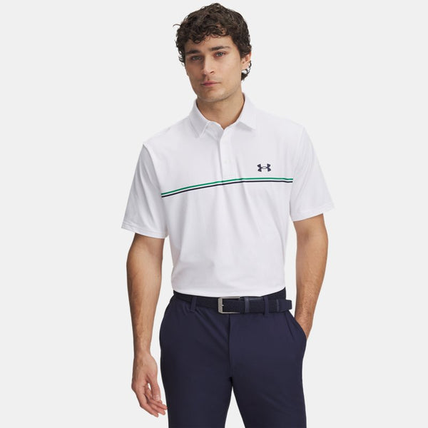 Under Armour Playoff 3.0 Stripe Polo White Team Kelly Green Midnight Navy