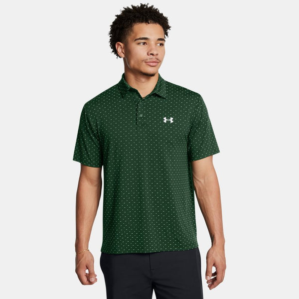 Under Armour Playoff Printed Polo Forest Green White Summit White