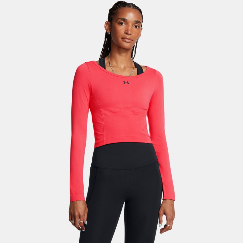 Under Armour Train Seamless Long Sleeve Racer Red Black