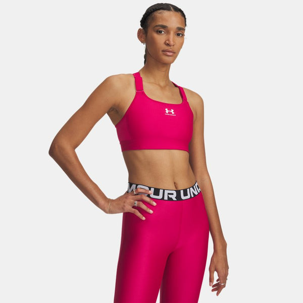 Under Armour HeatGear® Armour High Sports Bra Shaded Fuchsia White