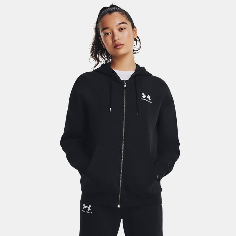 Under Armour Essential Fleece Full-Zip Black White