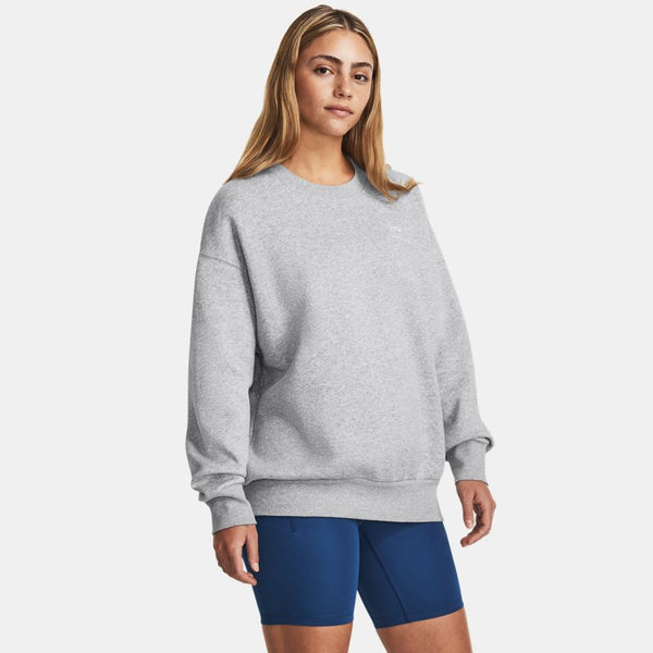 Under Armour Icon Fleece Oversized Crew Mod Gray Light Heather White