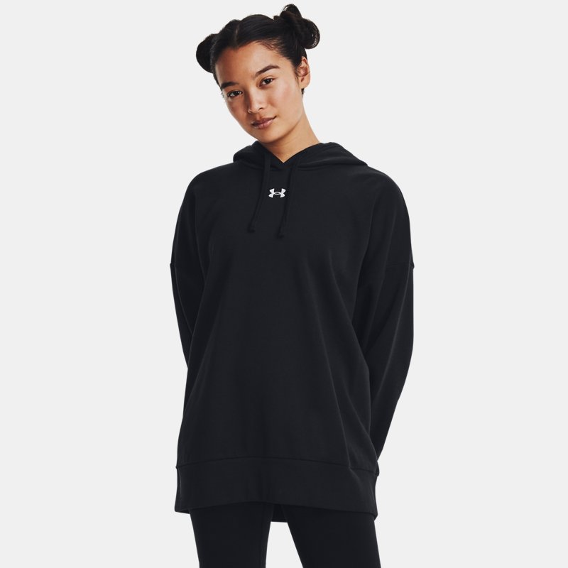 Under Armour Rival Fleece Oversized Hoodie Black White