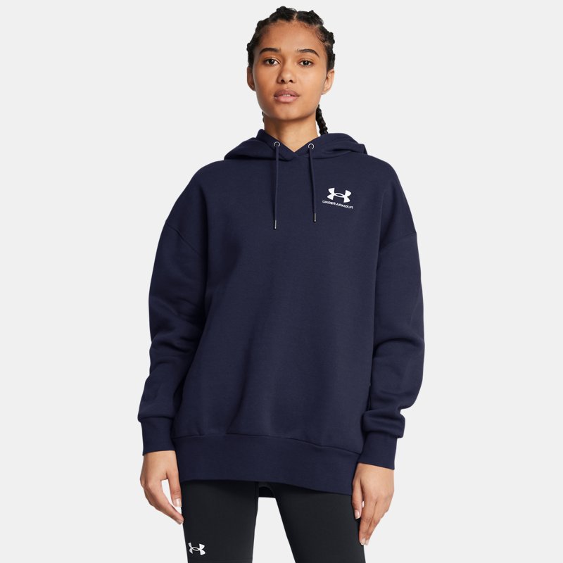 Under Armour Icon Fleece Oversized Hoodie Midnight Navy White