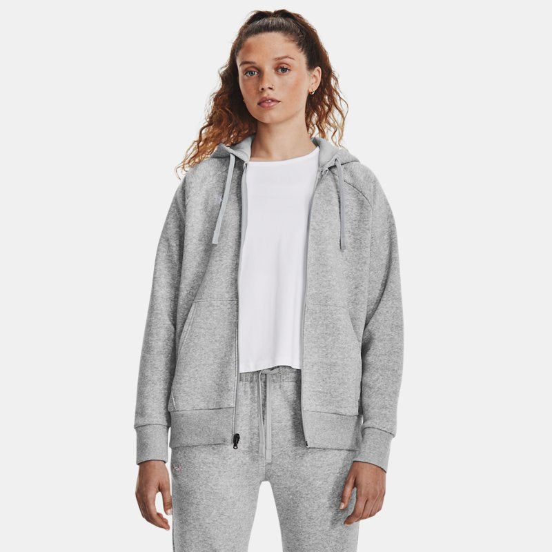 Under Armour Rival Fleece Full-Zip Hoodie Mod Gray Light Heather White