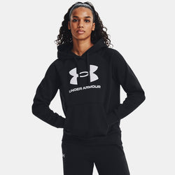 Under Armour Rival Fleece Big Logo Hoodie Black White