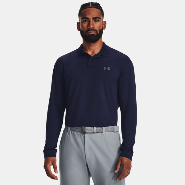 Under Armour Matchplay Long Sleeve Polo Midnight Navy Pitch Gray