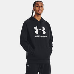 Under Armour Rival Fleece Logo Hoodie Black White