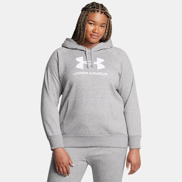 Under Armour Rival Fleece Logo Hoodie Mod Gray Light Heather White