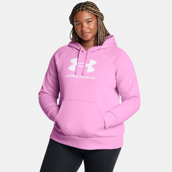 Under Armour Rival Fleece Logo Hoodie Stellar Pink White