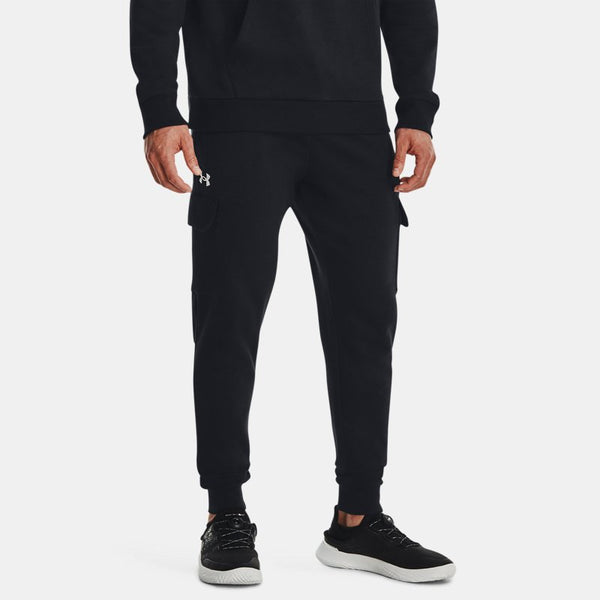 Under Armour Rival Fleece Cargo Joggers Black White