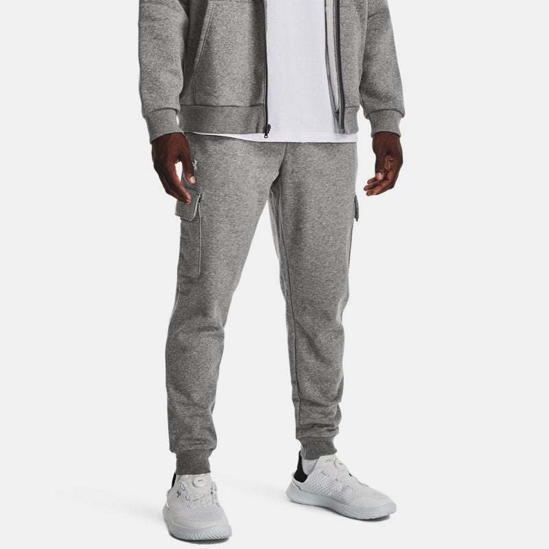 Under Armour Rival Fleece Cargo Joggers Castlerock Light Heather White