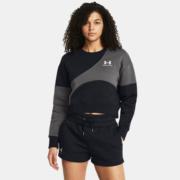 Under Armour Icon Fleece Crop Crew Black Castlerock White