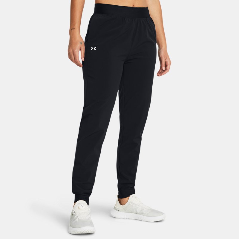 Under Armour Rival High-Rise Woven Pants Black White