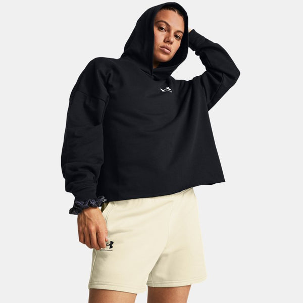 Under Armour Rival Terry Oversized Hoodie Black White