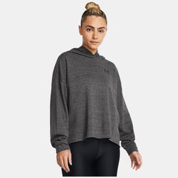 Under Armour Rival Terry Oversized Hoodie Castlerock Full Heather Black