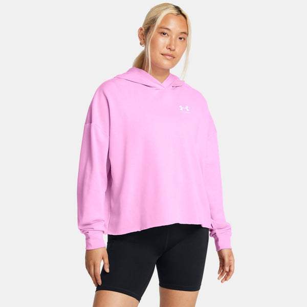 Under Armour Rival Terry Oversized Hoodie Stellar Pink White