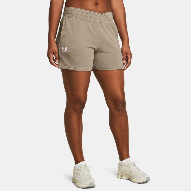 Under Armour Rival Terry Shorts Timberwolf Taupe White