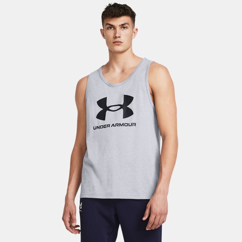 Under Armour Logo Tank Steel Light Heather Black