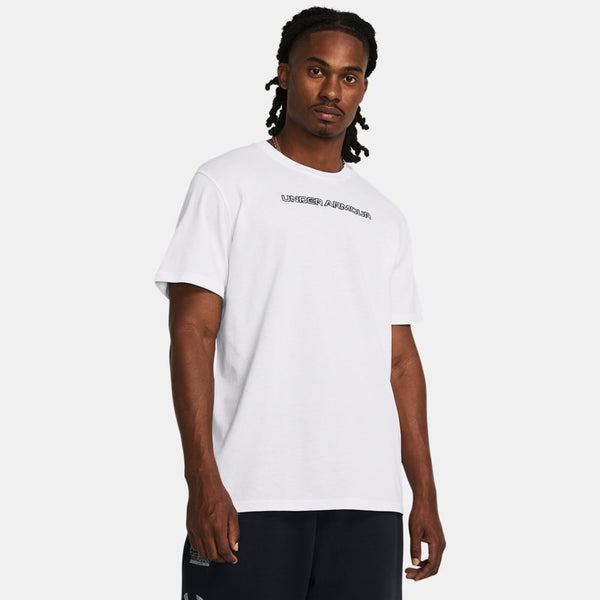 Under Armour Heavyweight Logo Overlay Embroidered Short Sleeve White Black