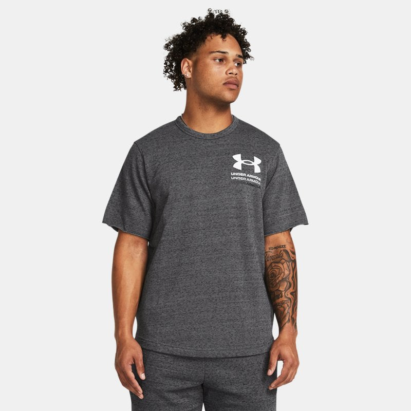 Under Armour Rival Terry Colorblock Short Sleeve Castlerock Light Heather Mod Gray Light Heather White