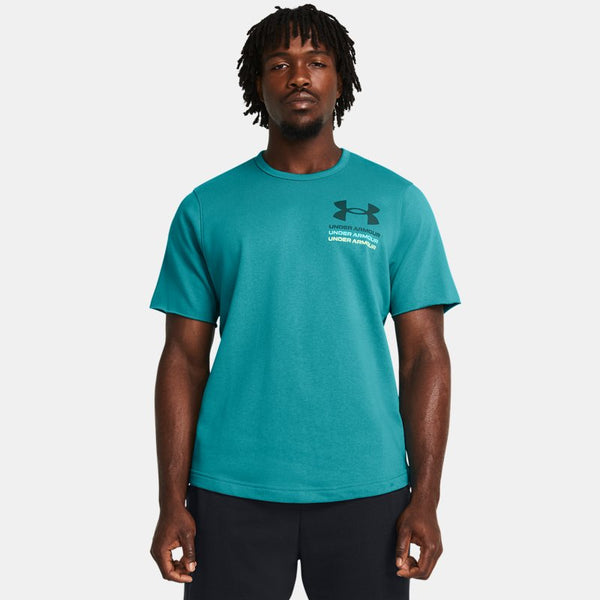 Under Armour Rival Terry Colorblock Short Sleeve Circuit Teal Radial Turquoise Hydro Teal