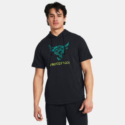 Project Rock Terry Payoff Short Sleeve Hoodie Black Coastal Teal