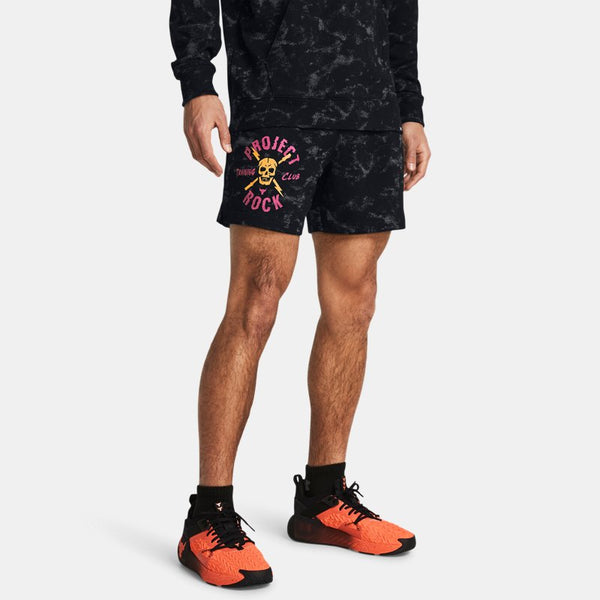 Project Rock Rival Terry Printed Shorts Black Nova Orange Astro Pink