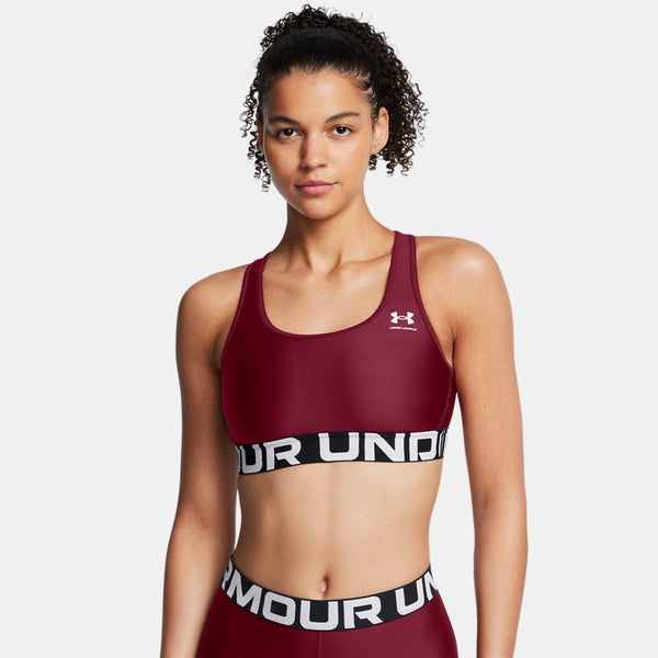 Under Armour HeatGear® Armour Mid Branded Sports Bra Cardinal White