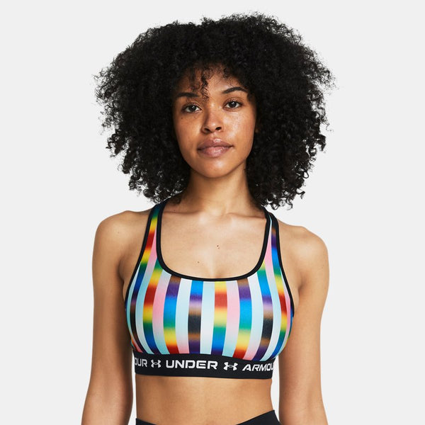 Under Armour Crossback Mid Pride Sports Bra Sky Blue Sunset Pink White