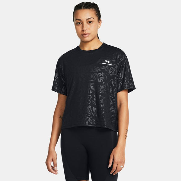 Under Armour Vanish Energy Emboss Crop Short Sleeve Black White