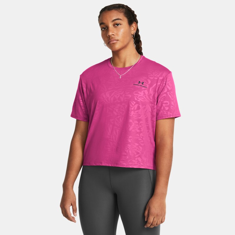 Under Armour Vanish Energy Emboss Crop Short Sleeve Astro Pink Black