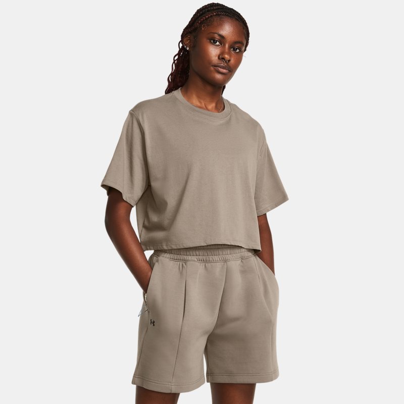 Under Armour Campus Boxy Crop Short Sleeve Taupe Dusk Black