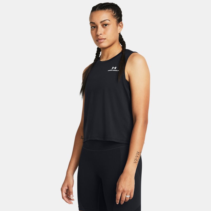 Under Armour Vanish Energy Crop Tank Black White