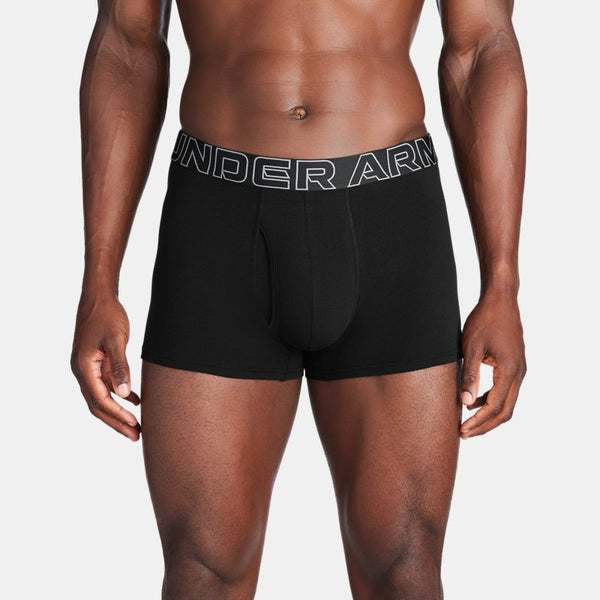 Under Armour Performance Cotton 3" 3-Pack Boxerjock® Black Black Steel 