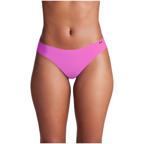 Under Armour Pure Stretch 3-Pack No Show Thong Retro Green Vivid Magenta Black