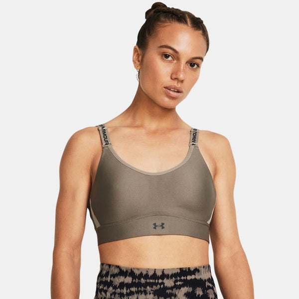 Under Armour Infinity Mid Sports Bra Taupe Dusk Black A-C